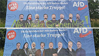 Baden-Badener AfD-Plakat-Posse geht in nächste Runde – Nach Hitlerbärtchen-Aktion nun gesamtes Großplakat geklaut