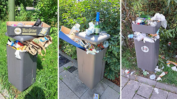 Freundliches Schreiben von Stadtrat Tommy Schindler an das Rathaus Baden-Baden – Acht Fotos von überquellenden Abfallkörben 